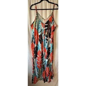 OURS Women's Summer Casual Floral Hawaiian Print Long Stretchy Size XXL